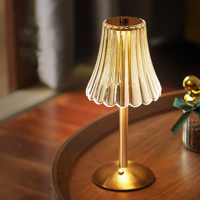Crystal Table Lamp - Decorative Golden Light - Classic