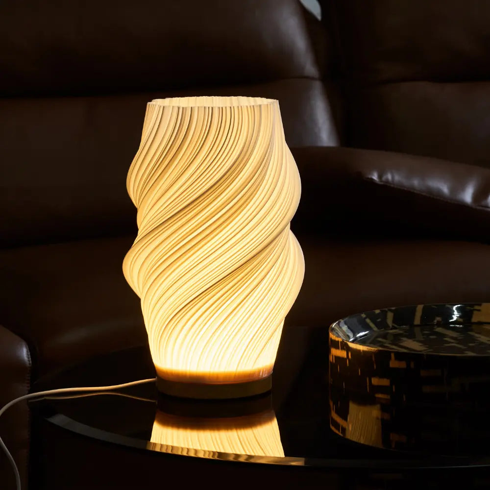 Contemporary Wave Accent Lamp - Adjustable Glow - Large / Cloud