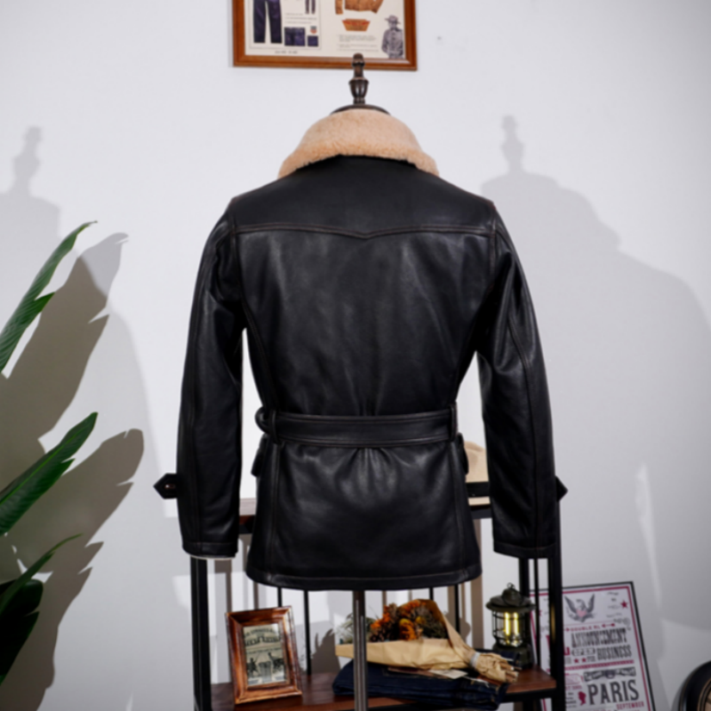 Men's Leather Jacket - Red Brown