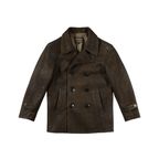 Men's Short 740N Leather Pea Coat - Olive