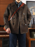 Men's Leather Jacket - Olive