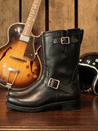 Men's Engineer Boots - Local Cowhide Black+Burgundy