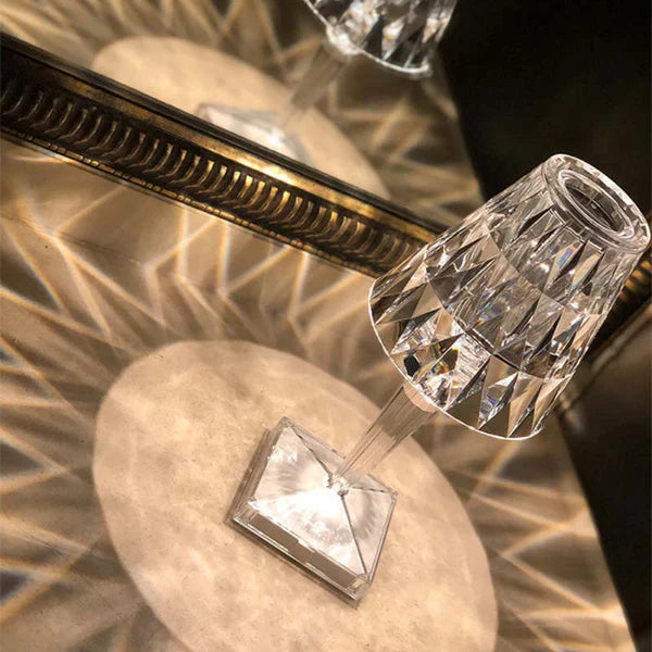 Elegant Crystal Accent Lamp - Dimmable Rechargeable Lighting