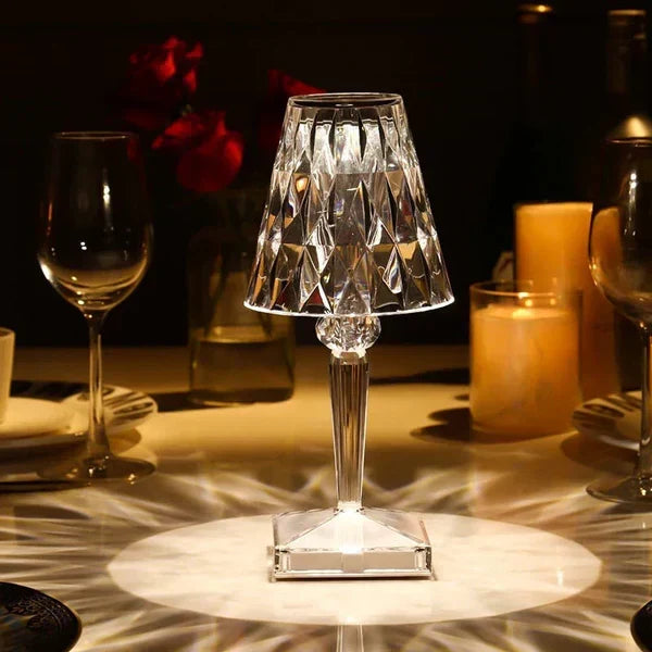 Elegant Crystal Accent Lamp - Dimmable Rechargeable Lighting