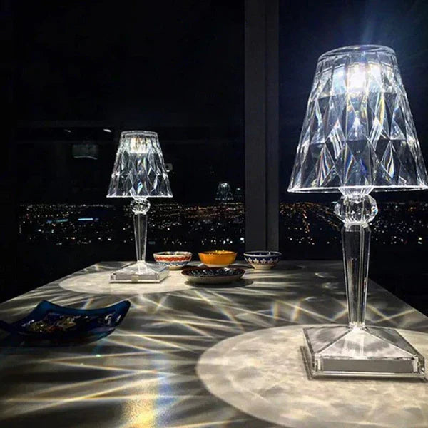 Elegant Crystal Accent Lamp - Dimmable Rechargeable Lighting