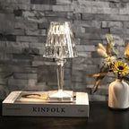 Elegant Crystal Accent Lamp - Dimmable Rechargeable Lighting
