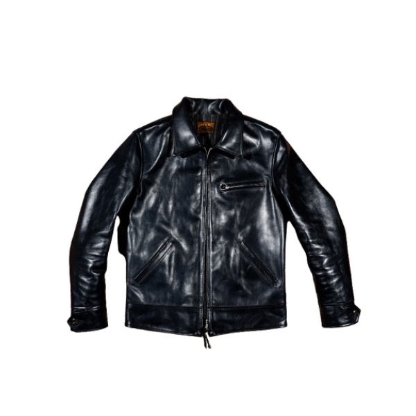 Men's Sports Leather Jacket, Black Horsehide - Black
