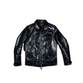 Men's Sports Leather Jacket, Black Horsehide - Black