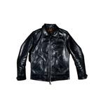 Men's Sports Leather Jacket, Black Horsehide - Black