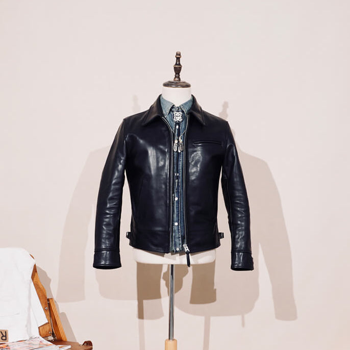 Men's Leather Jacket - Black Horsehide