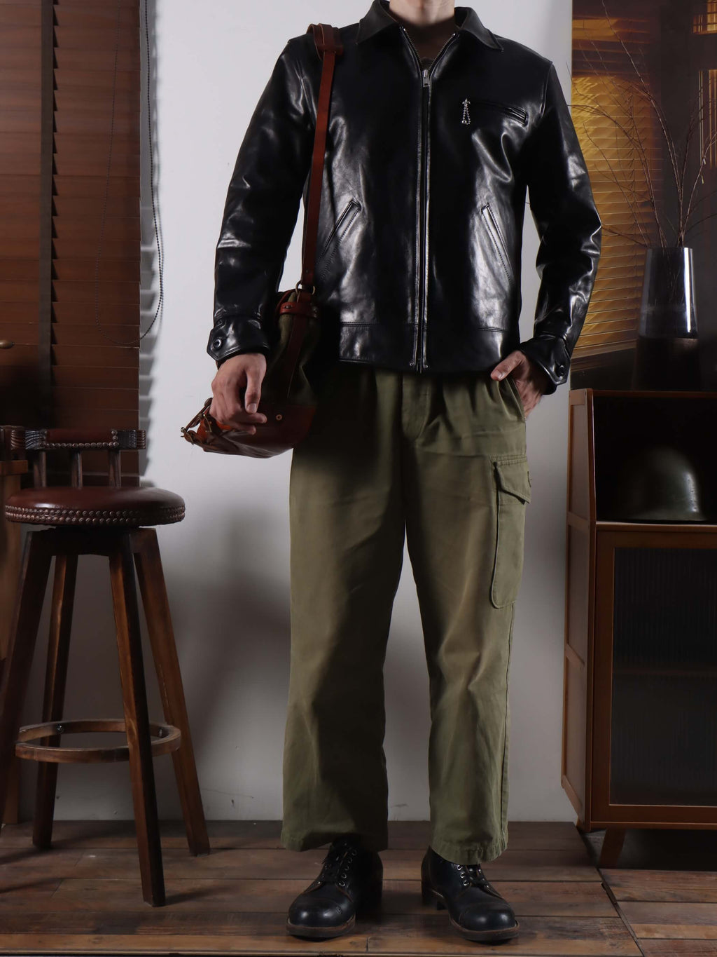 Men's Leather Jacket - Black