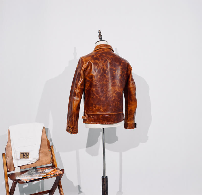 Men's Leather Jacket - Black Hem Buckle