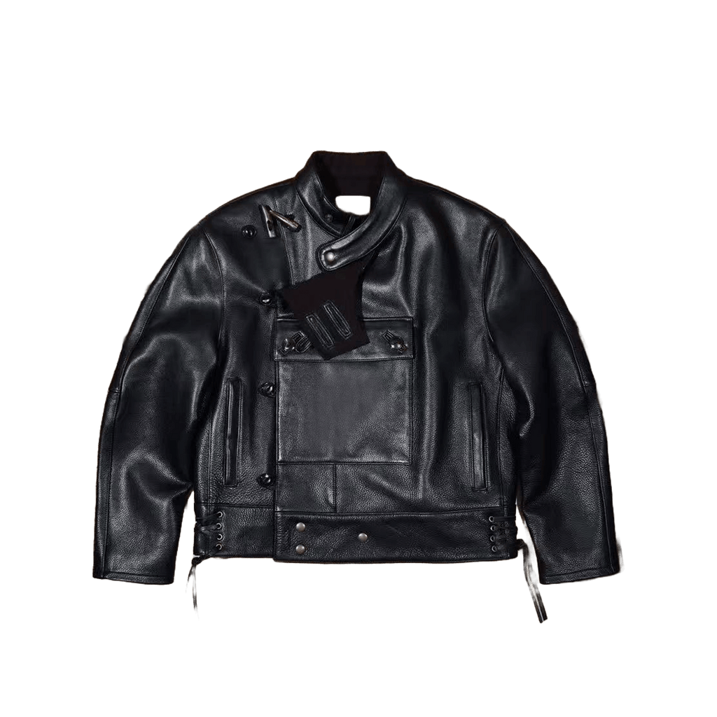 Men's Swiss Army Leather Jacket - Black