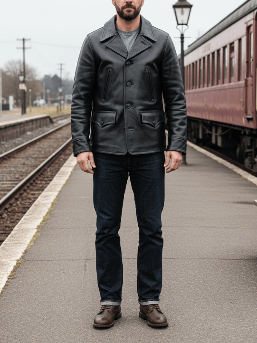 Men's Leather Jacket - Black