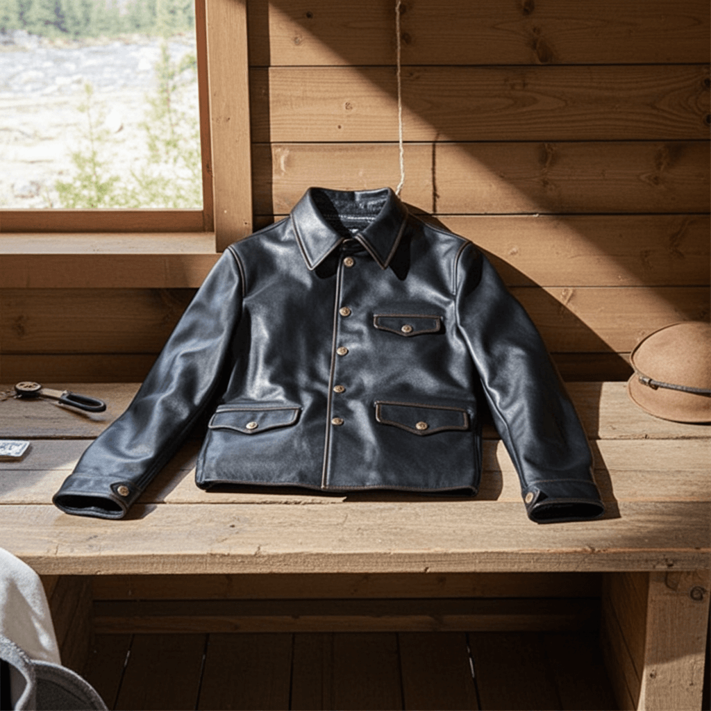Men's Leather Jacket - Amber