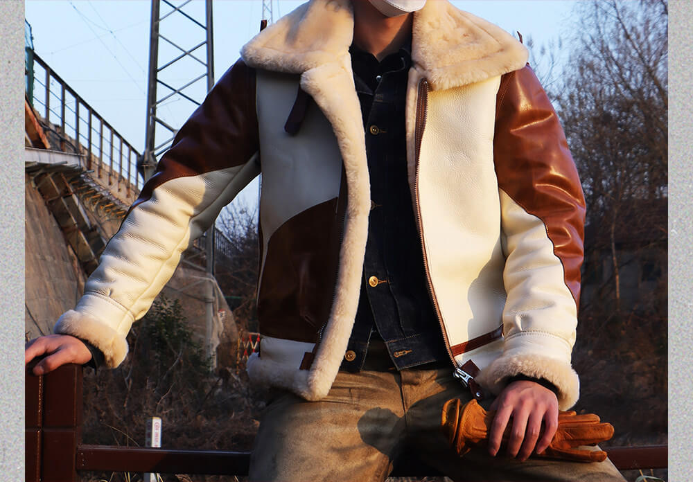 Men's Leather Jacket - White
