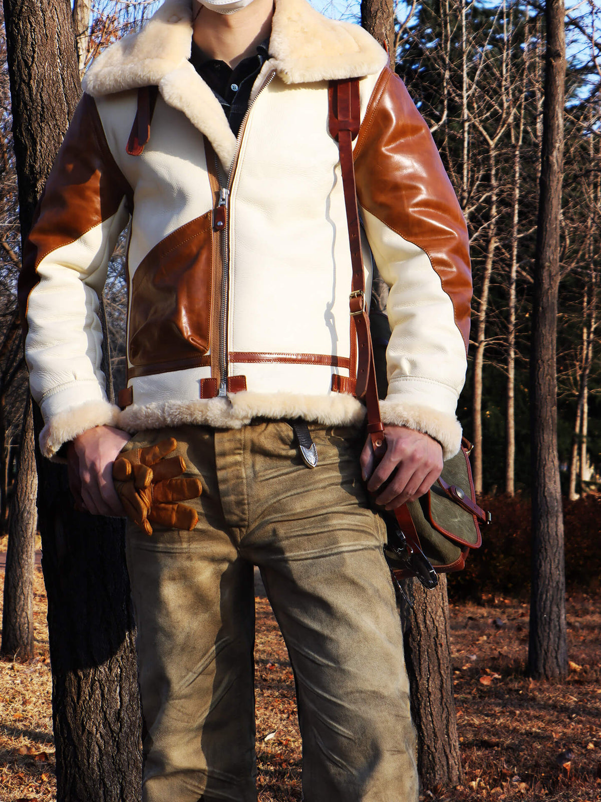 Men's Leather Jacket - White