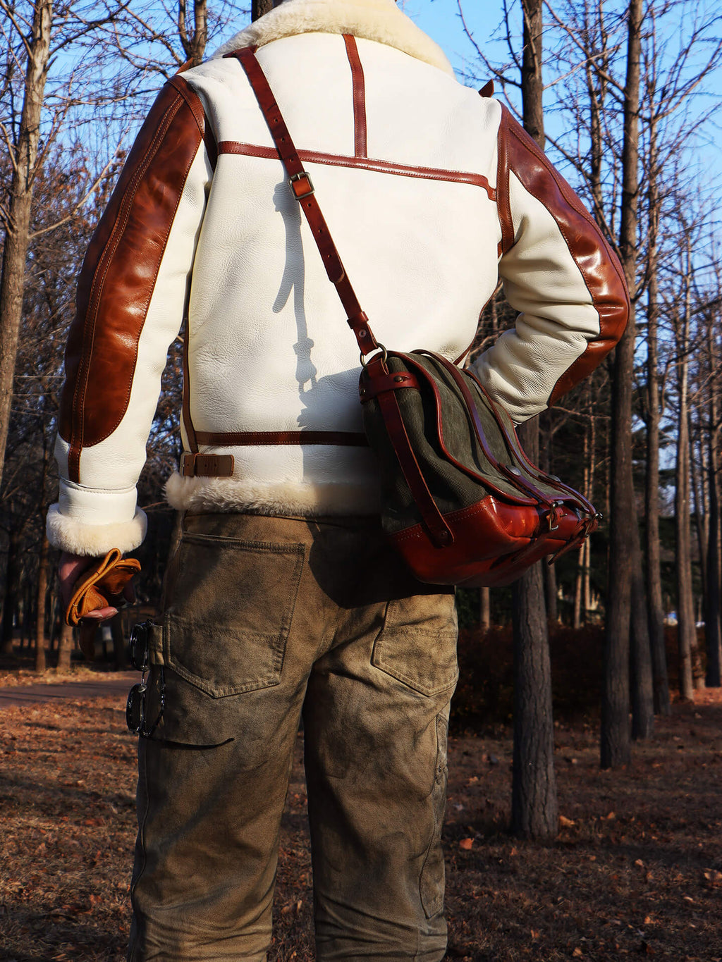 Men's Leather Jacket - White