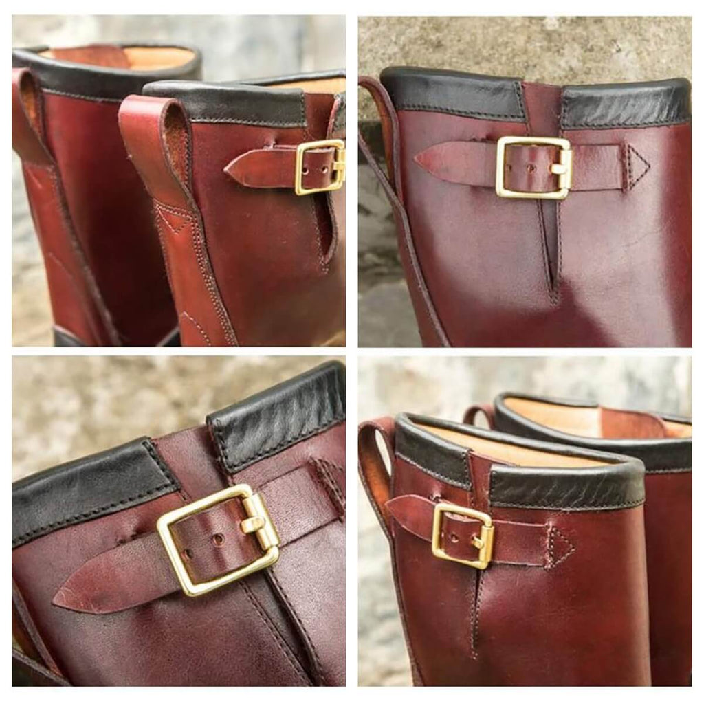 Men's Engineer Boots - Local Cowhide Black+Burgundy