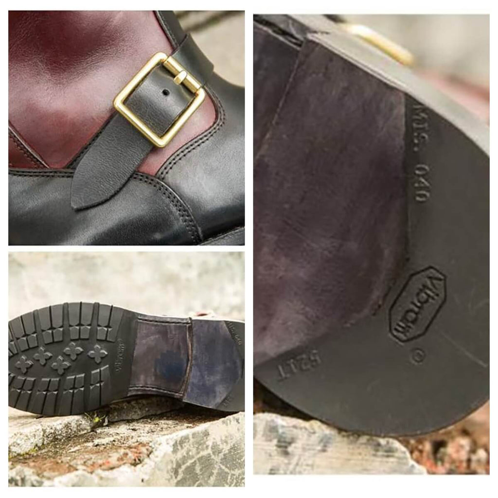 Men's Engineer Boots - Local Cowhide Black+Burgundy