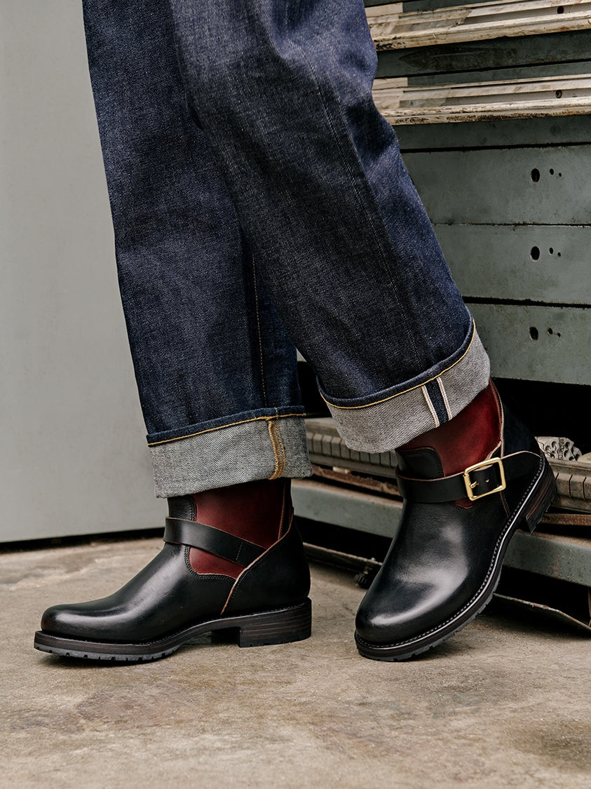 Men's Engineer Boots - Black Teacore Cowhide