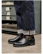 Men's Engineer Boots - Black Teacore Cowhide