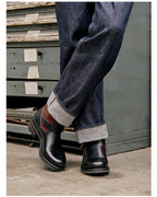 Men's Engineer Boots - Local Cowhide Black+Burgundy