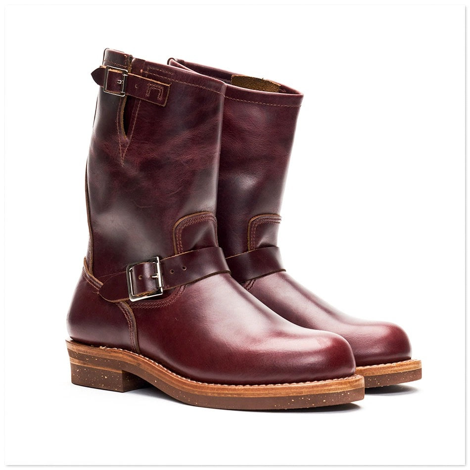 Men's Engineer Boots - Burgundy Cowhide