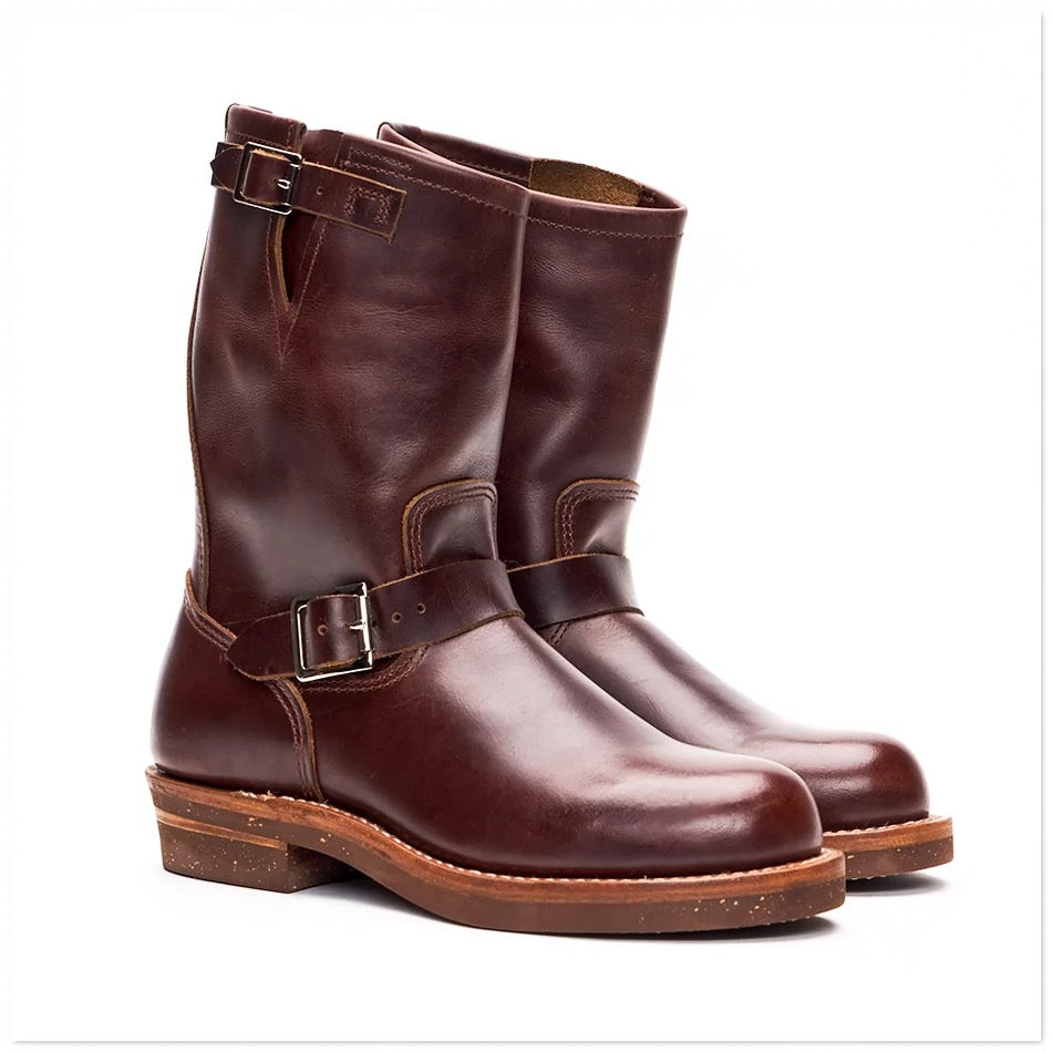 Men's Engineer Boots - Burgundy Cowhide