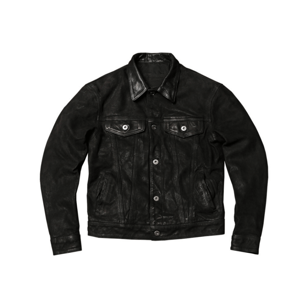 Men's Type III Trucker Jacket, Matte Goatskin - Black