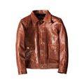 Men's Type II Leather Jacket, Cowhide - Red Brown