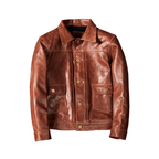 Men's Type II Leather Jacket, Cowhide - Red Brown