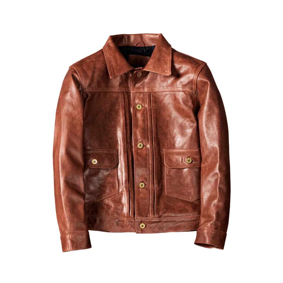 Men's Type II Leather Jacket, Cowhide - Red Brown