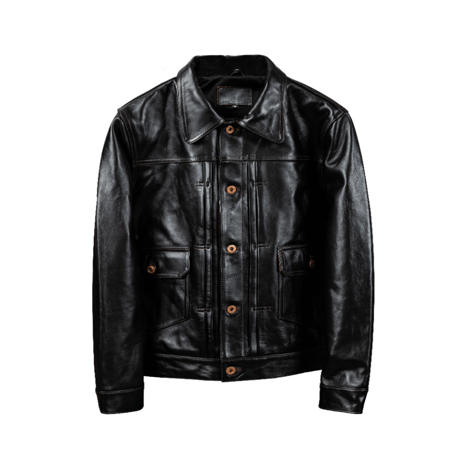 Men's Type II Leather Jacket, Horsehide - Black