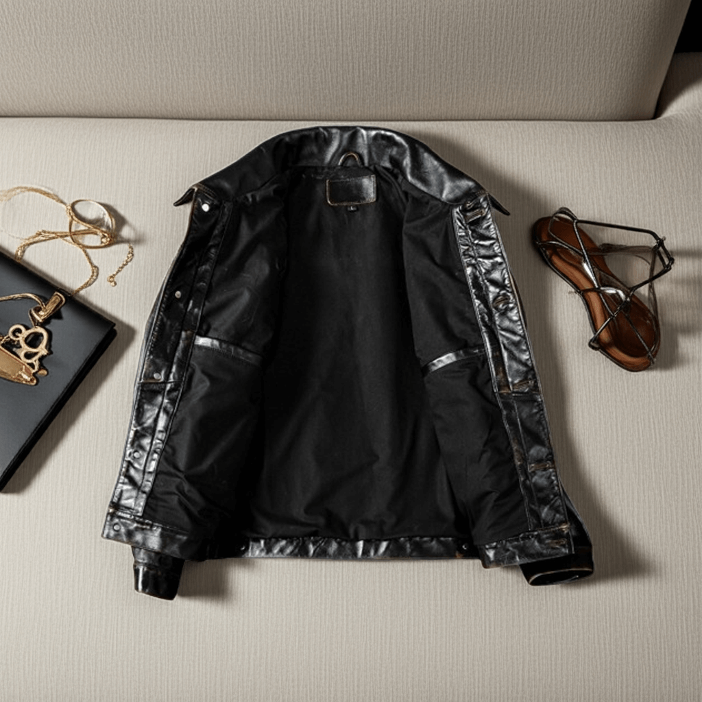 Men's Leather Jacket - Black