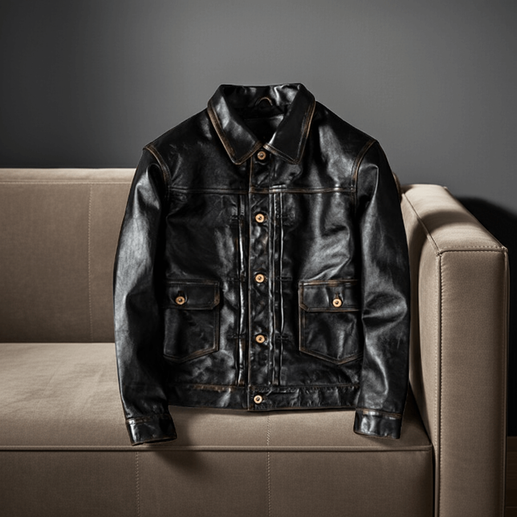Men's Leather Jacket - Black