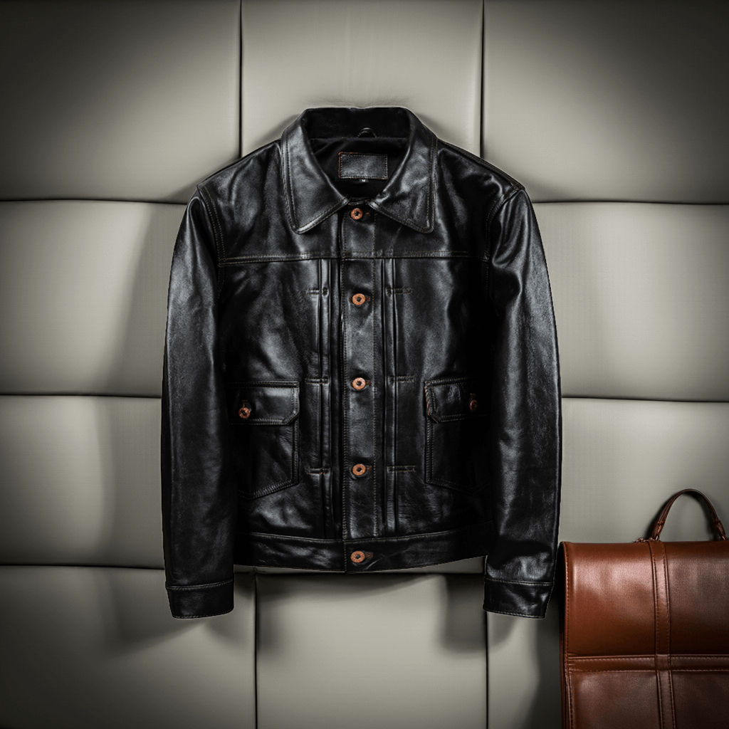 Men's Leather Jacket - Black
