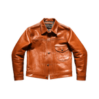 Men's Type I Leather Trucker Jacket, Tan Horsehide - Tan