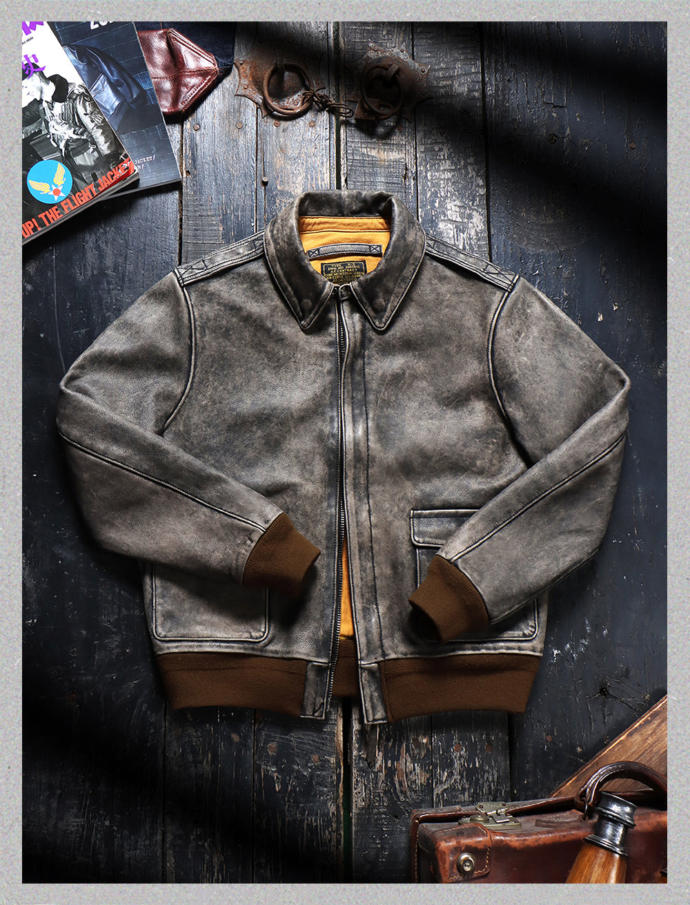 Men's Leather Jacket - Gray
