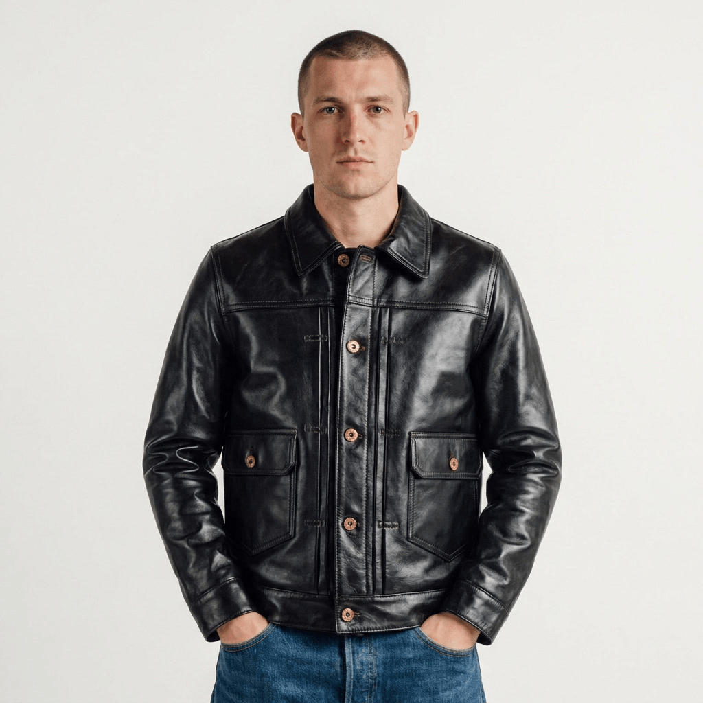 Men's Leather Jacket - Black