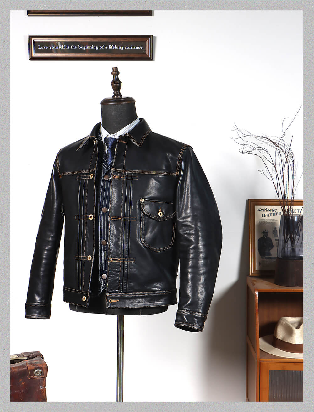 Men's Leather Jacket - Black