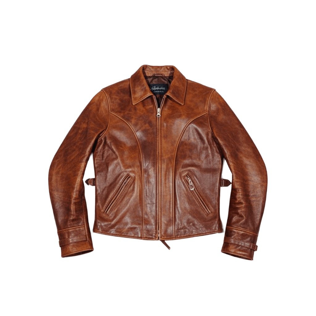 Men's Vintage Rider Leather Jacket, Action Back - Black