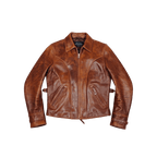 Men's Vintage Rider Leather Jacket, Action Back - Black