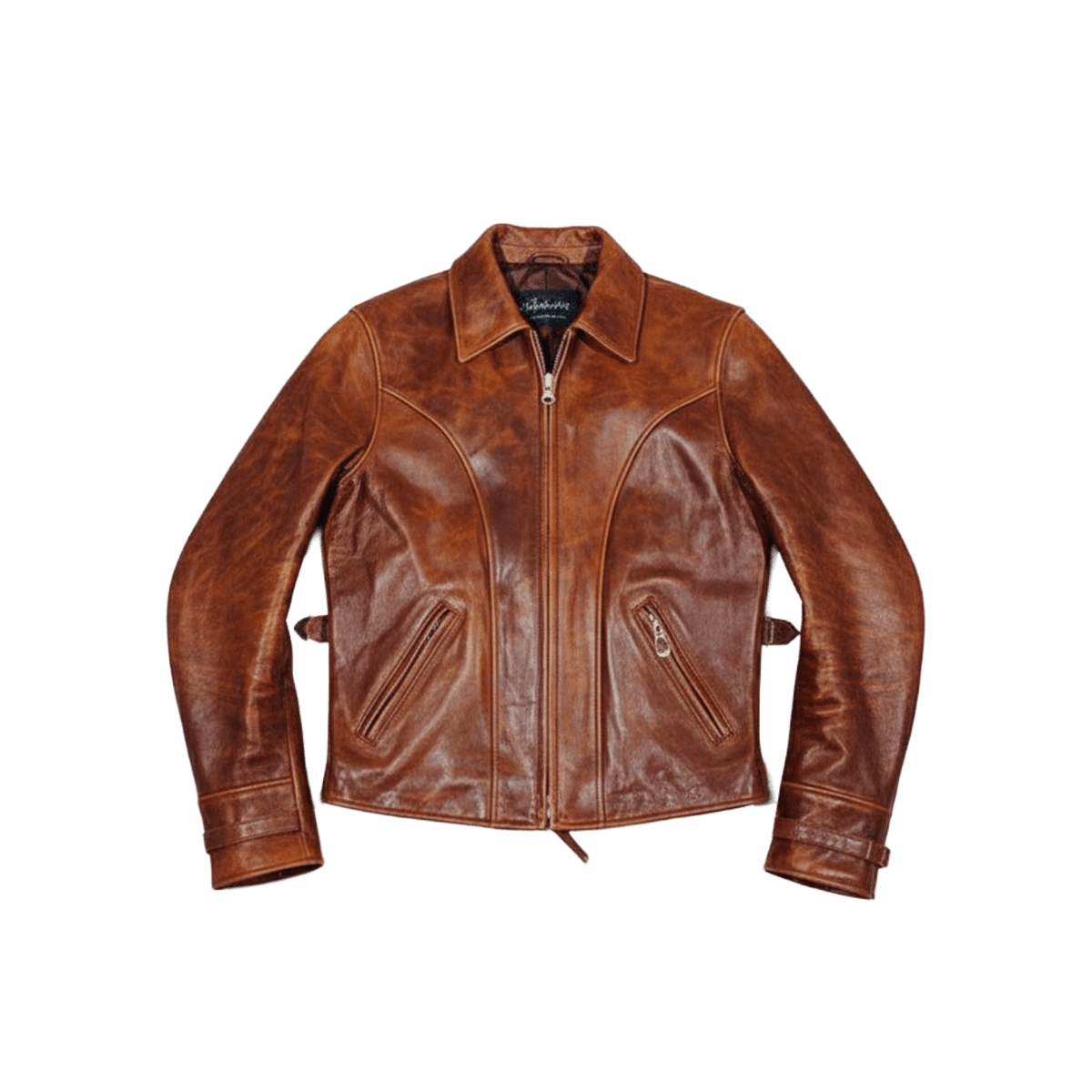 Men's Vintage Rider Leather Jacket, Action Back - Black