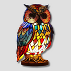 Stained Glass Animal Lamp - Colorful Decorative Glow - Owl