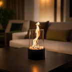 Everlasting Flame Oil Lamp - Glass Cylinder with Classic Glow - Black / Medium