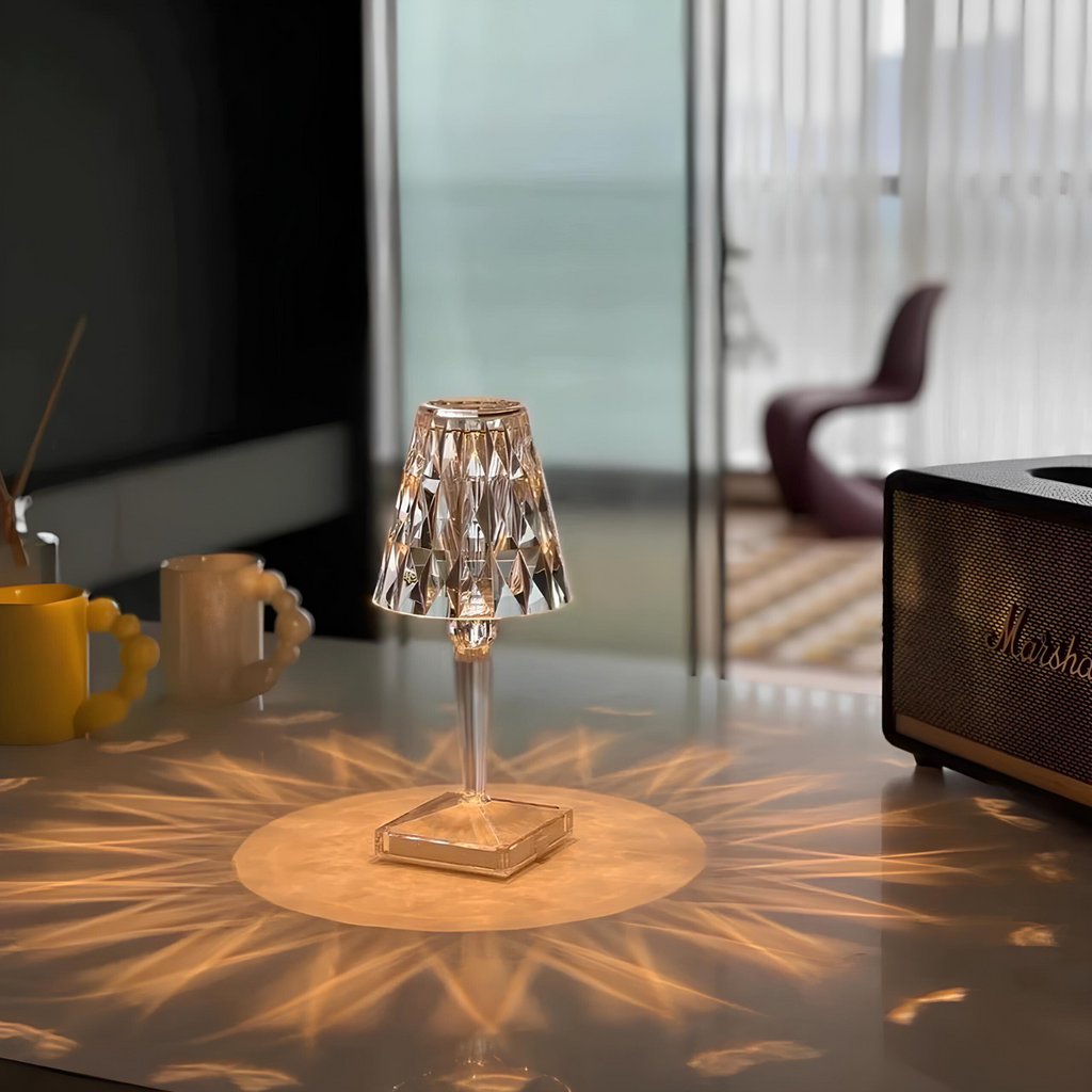 Elegant Crystal Accent Lamp - Dimmable Rechargeable Lighting