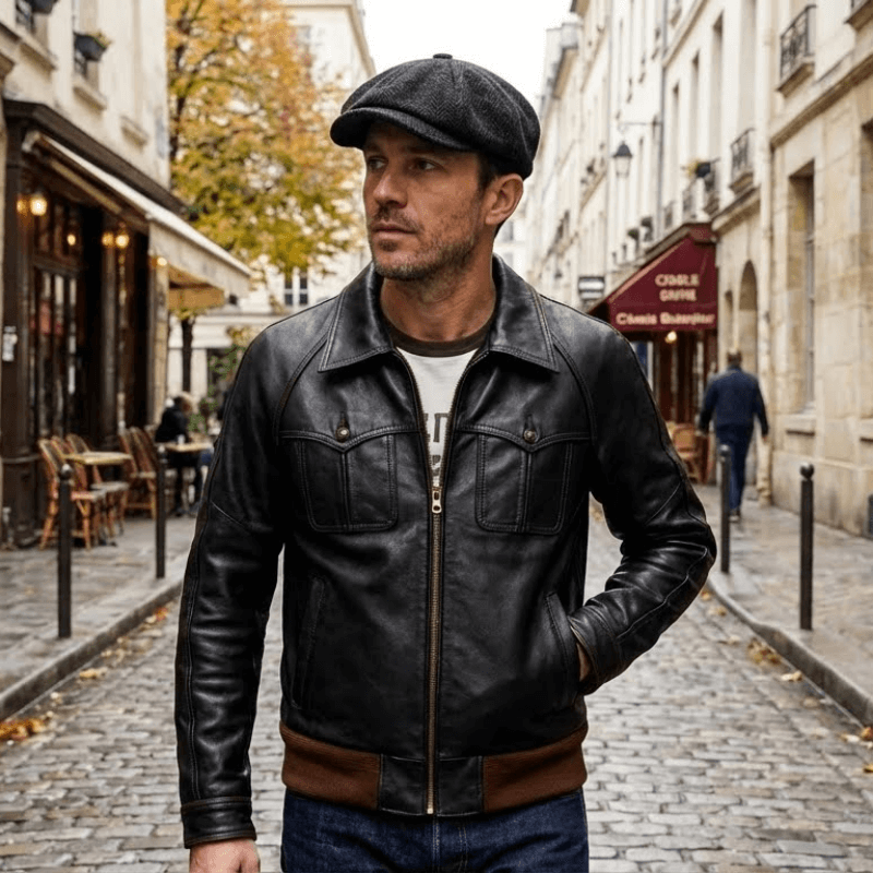 Men's Leather Jacket - Black
