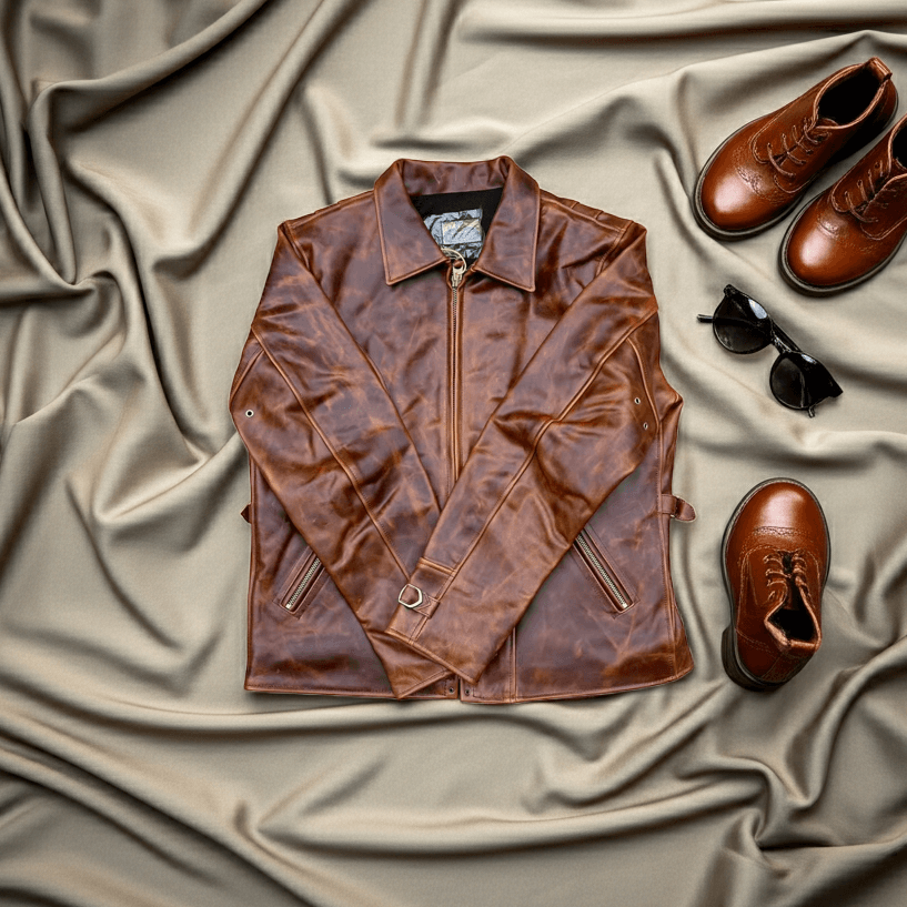 Men's Leather Jacket - Sunset Yellow
