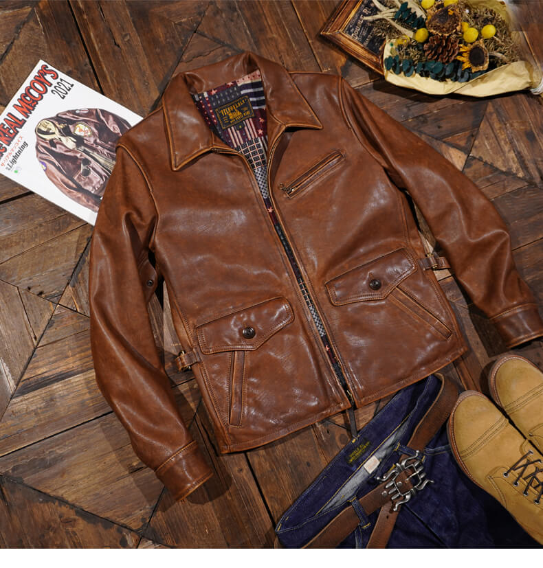 Men's Leather Jacket - Brown Horsehide